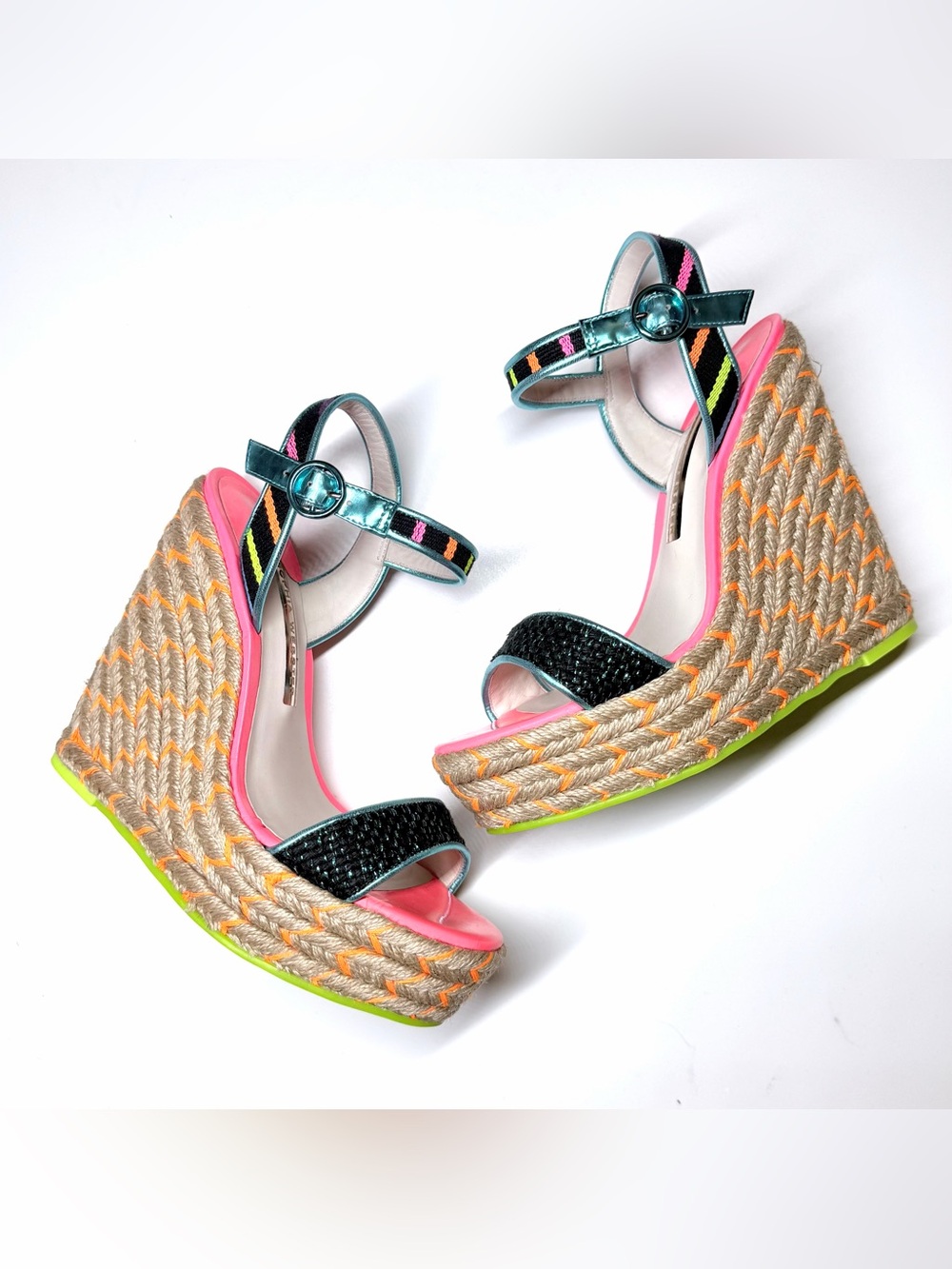 Sophia Webster Multicolor Fabric and Leather Lucita Espadrille Sandals Size- 38 - Picture 7 of 9